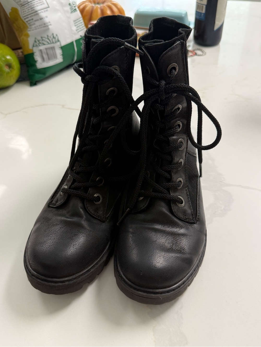 Blowfish Black Lace-Up Combat Boots for Women
